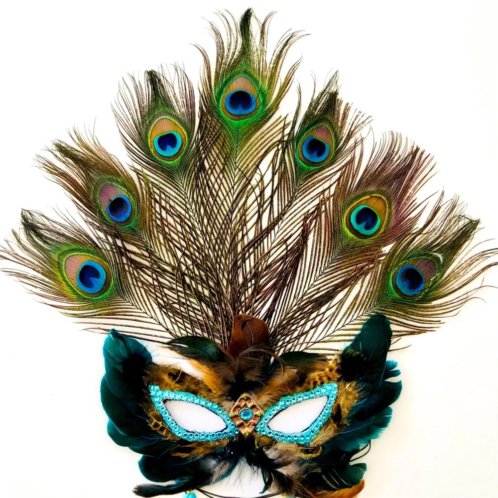 Eye mask costume Carnevale,Masquerade Mardi Gras Embellished eye mask feathers
